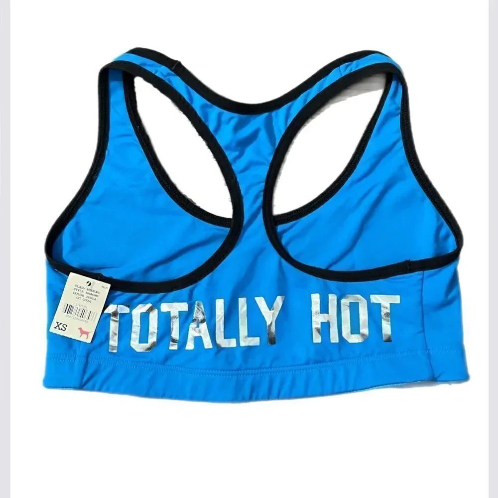 Victorias Secret Pink unlined crop yoga bralette Totally Hot print Blue XS